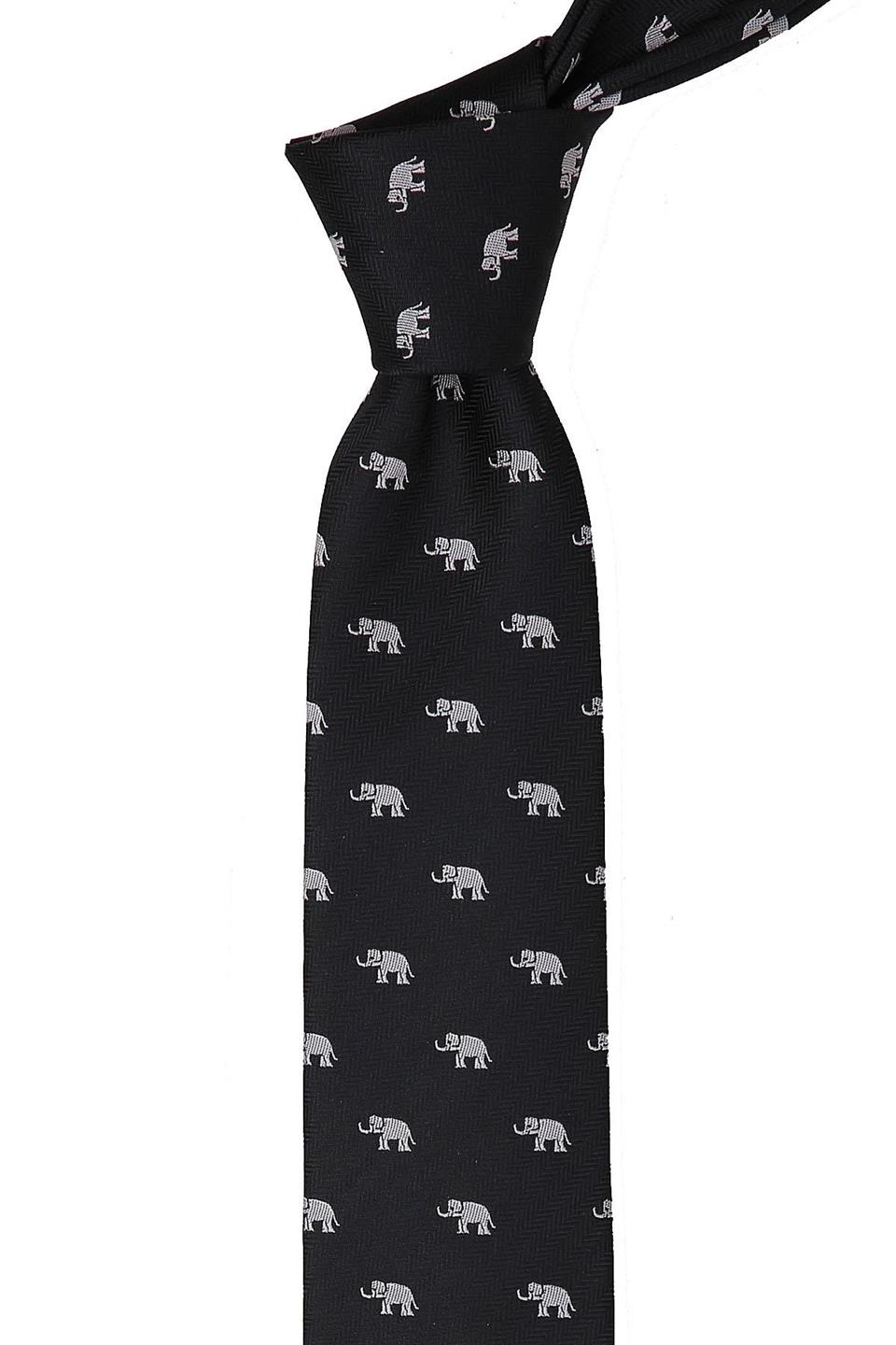Siyah Fil Desen Slim Kravat SK7287