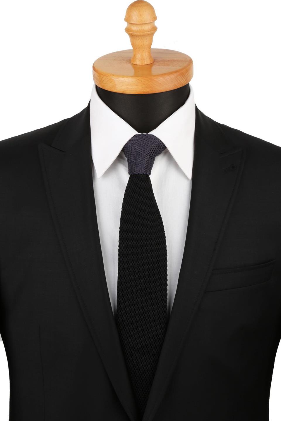 Siyah - Füme Düz Örgü Kravat ÖR8278