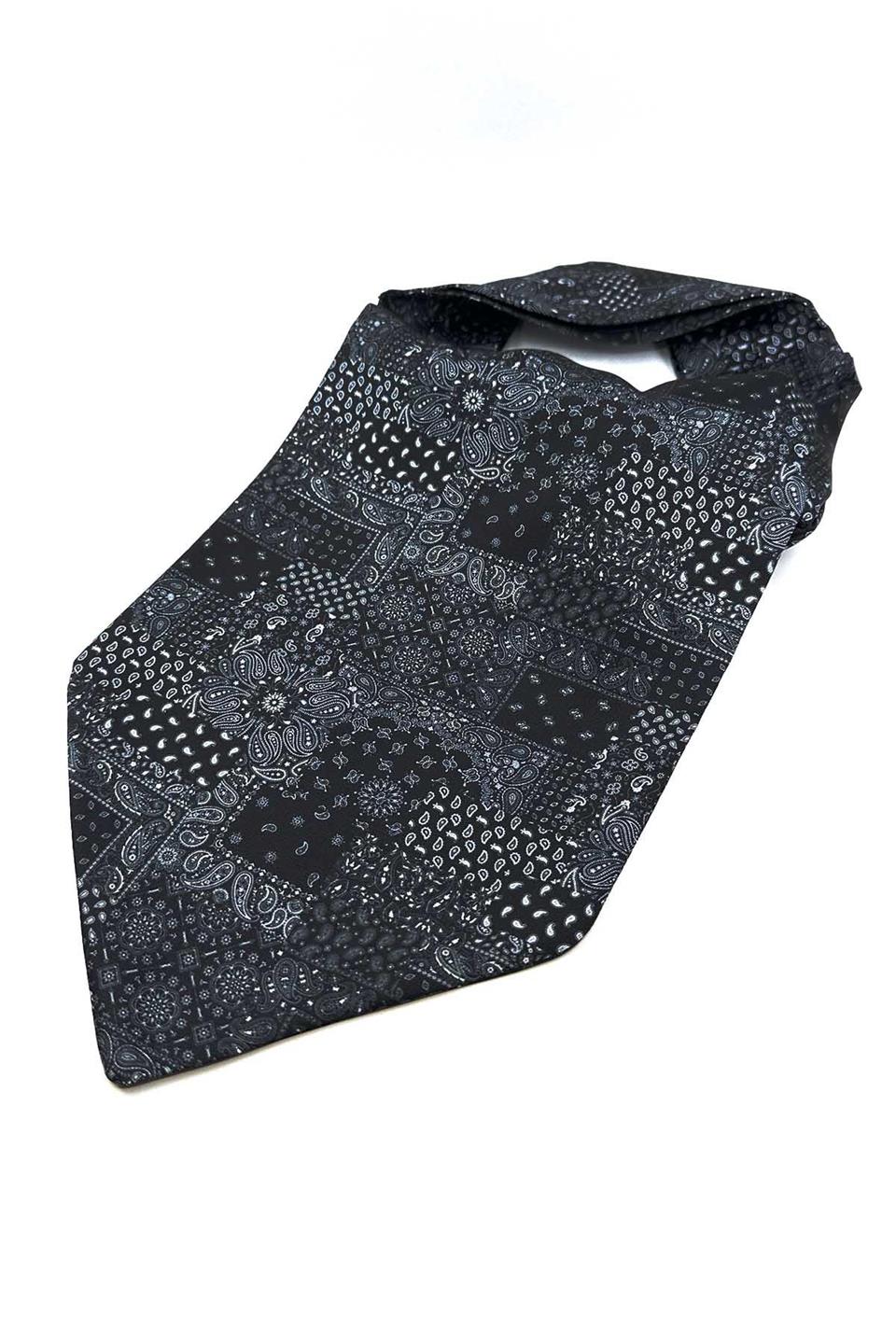 Siyah - Füme Motif Desen Erkek Fular K595