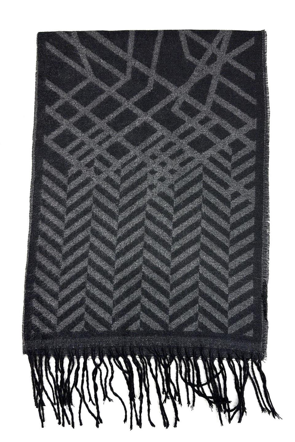 Siyah - Füme Motif Desen Erkek Kaşkol K552