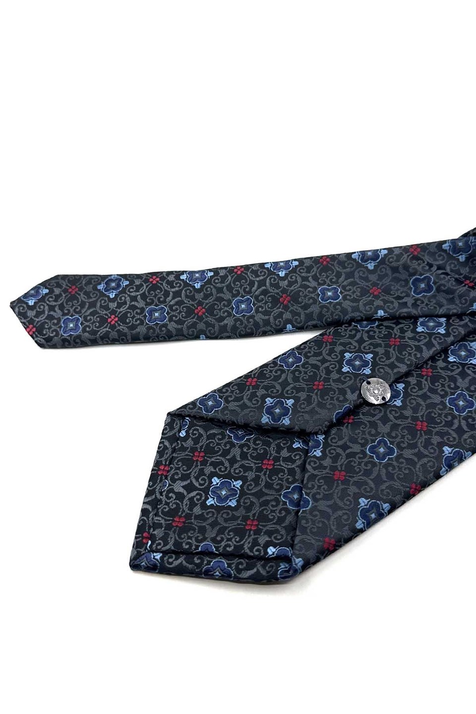 Siyah Füme Motif Desen Mendilli Klasik Kravat KK13922