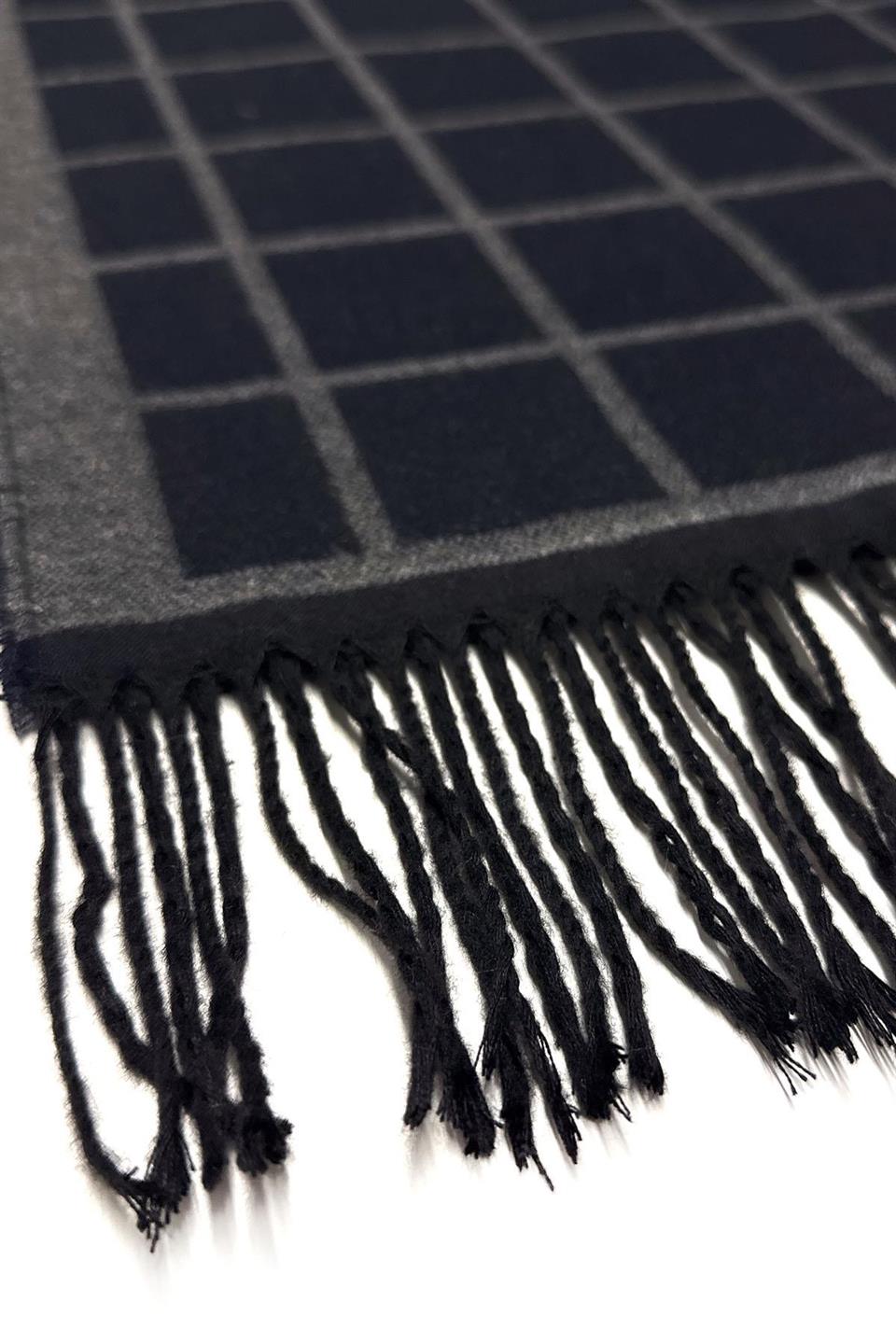 Siyah - Gri Ekose Desen Erkek Kaşkol K407