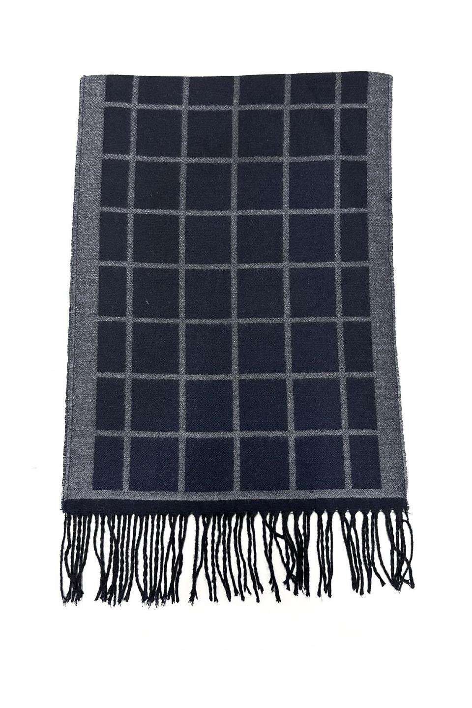 Siyah - Gri Ekose Desen Erkek Kaşkol K407