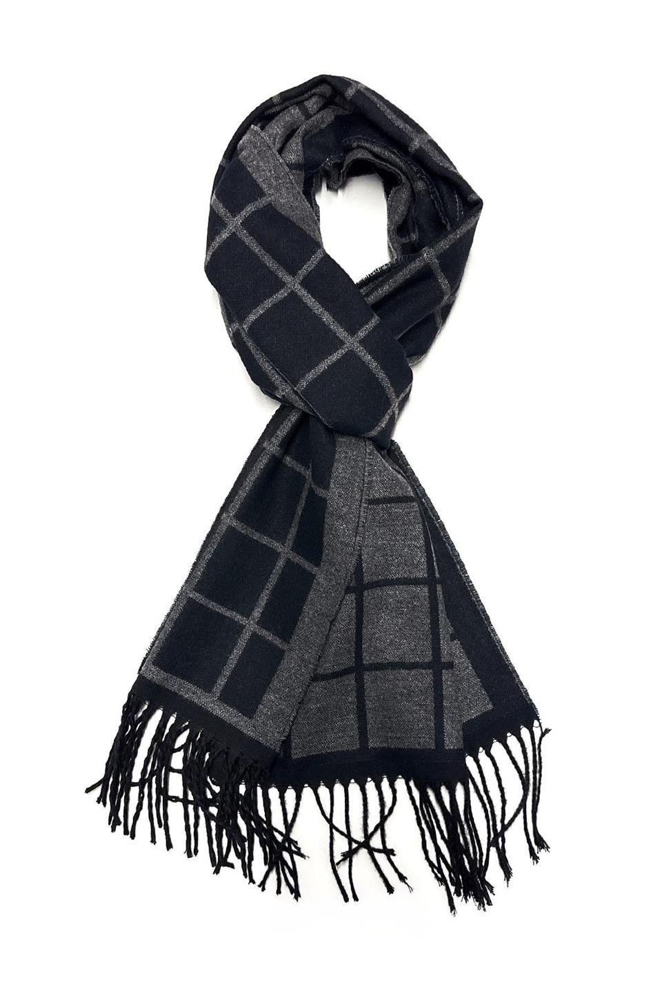 Siyah - Gri Ekose Desen Erkek Kaşkol K407