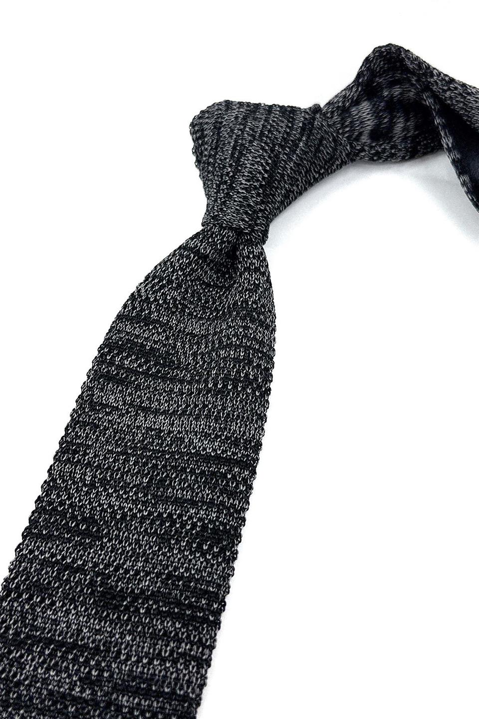 Siyah - Gri Kırçıllı Örgü Kravat ÖR8367