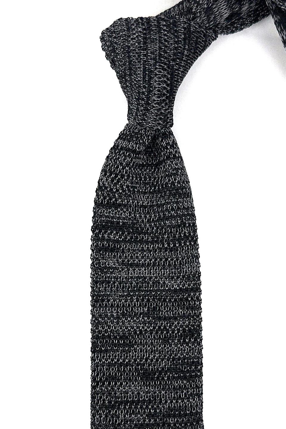 Siyah - Gri Kırçıllı Örgü Kravat ÖR8367