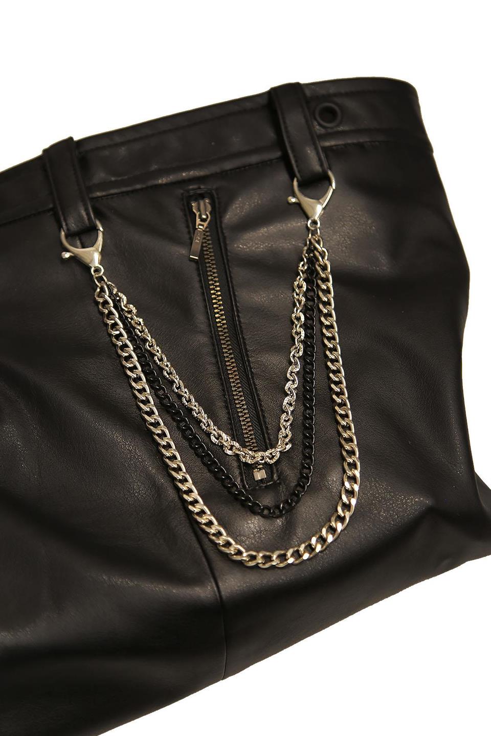 Siyah Gümüş Renk Üçlü Pantolon Zinciri PZ56