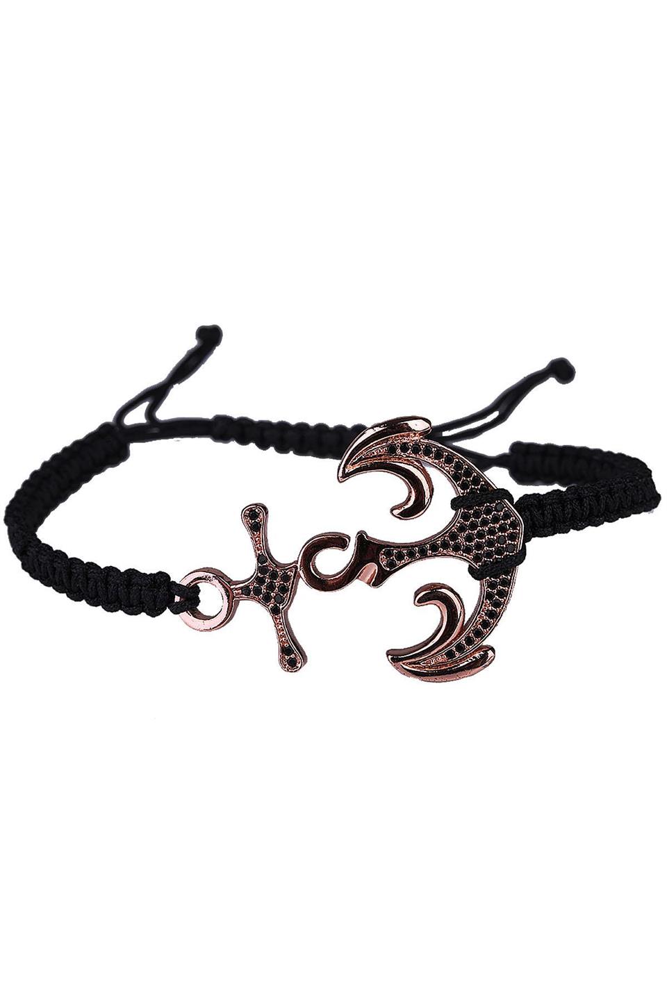 Siyah İpli Çıpa Model Makrome Erkek Bileklik BLK1596