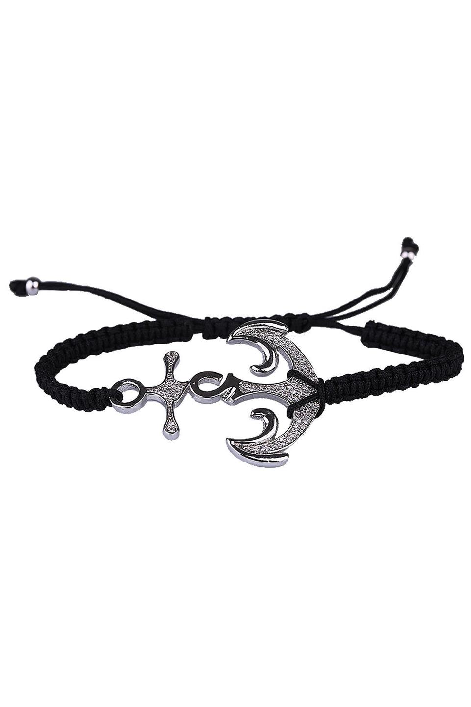 Siyah İpli Çıpa Model Makrome Erkek Bileklik BLK1594