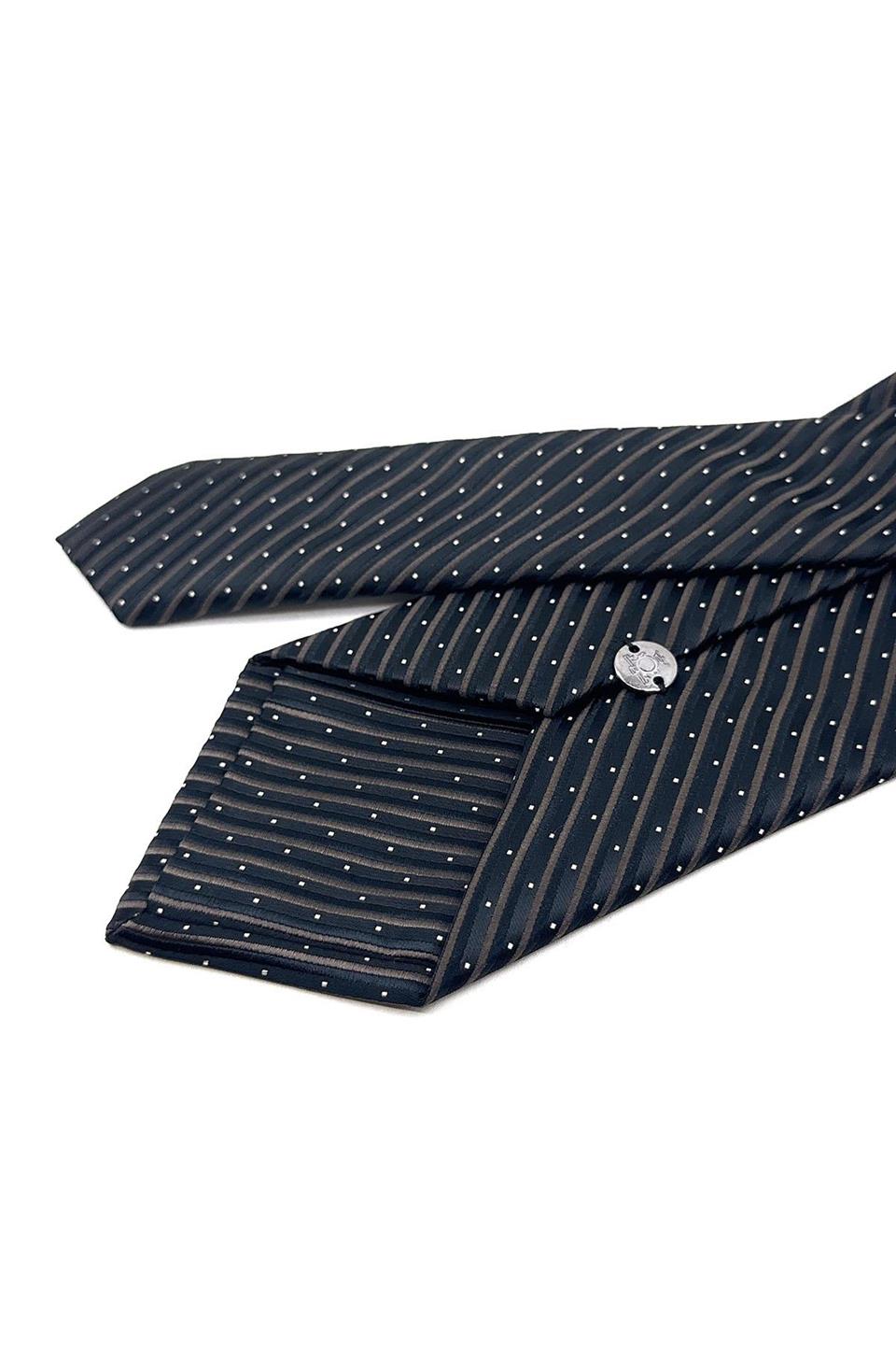 Siyah - Kahve Çizgi Desen Mendilli Klasik Kravat KK11903