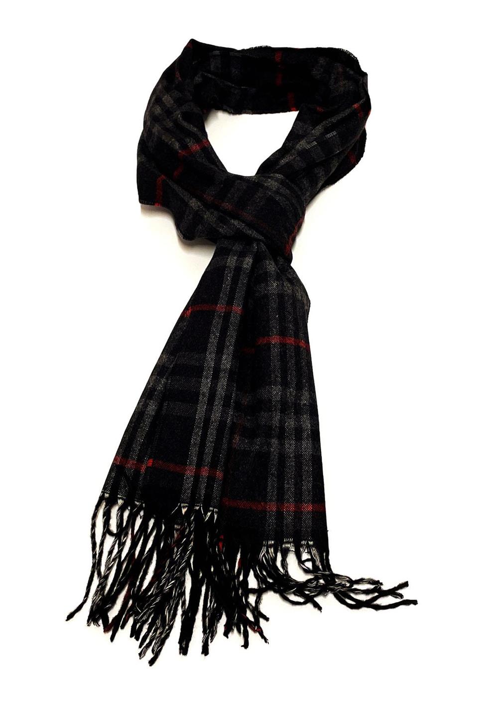 Siyah Kareli Erkek Kaşkol K338