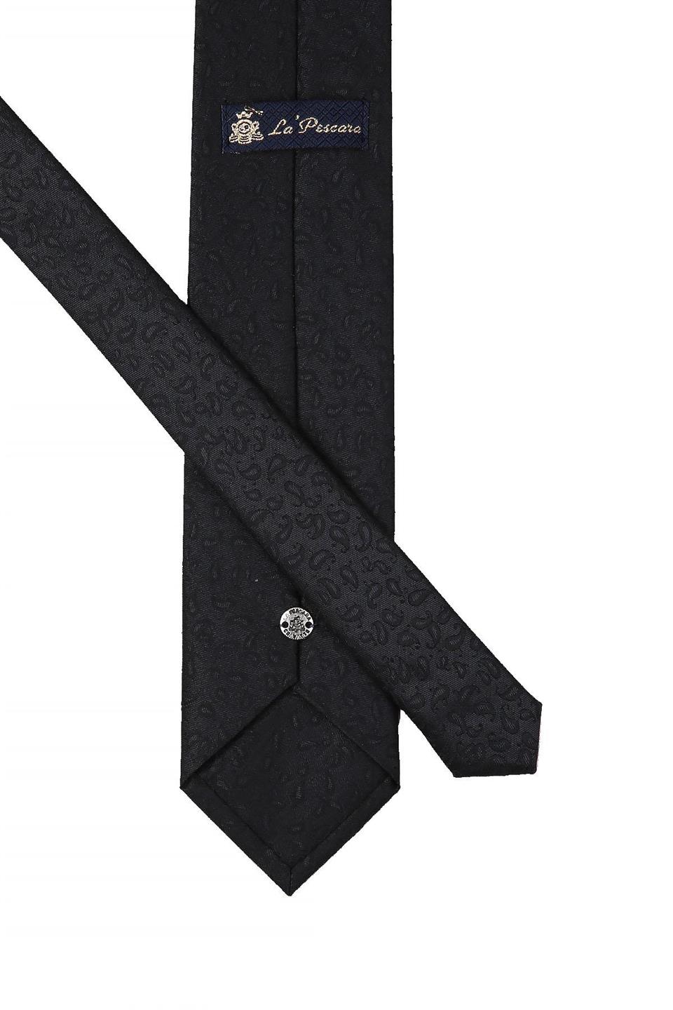 Siyah Kendinden Desen Mendilli Klasik Kravat KK10687