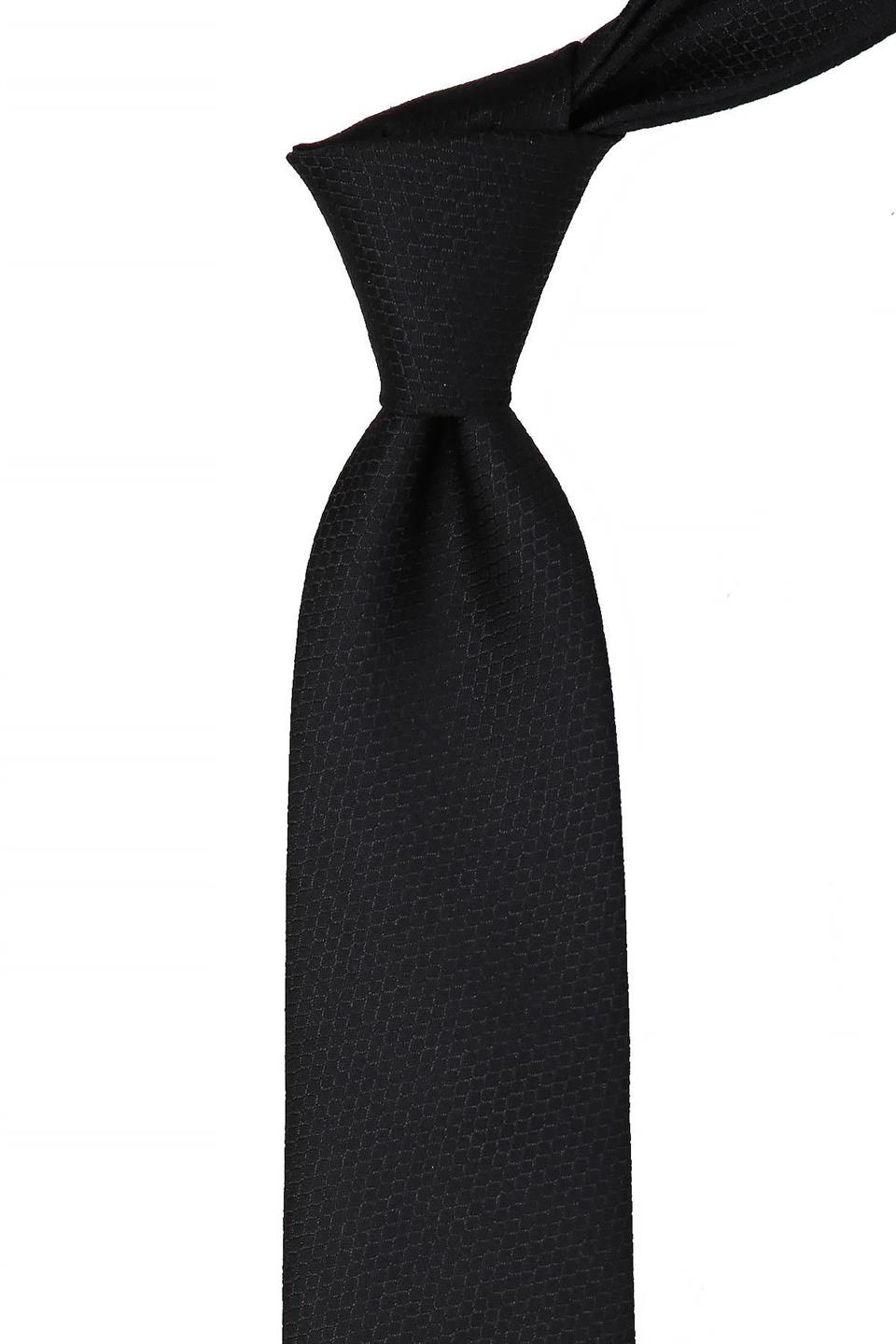 Siyah Kendinden Desen Mendilli Klasik Kravat KK10680