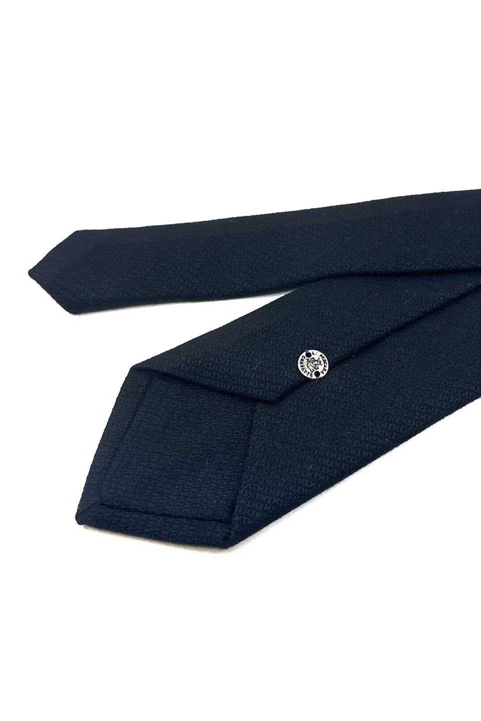 Siyah Kendinden Desen Mendilli Klasik Yün Kravat KK12134