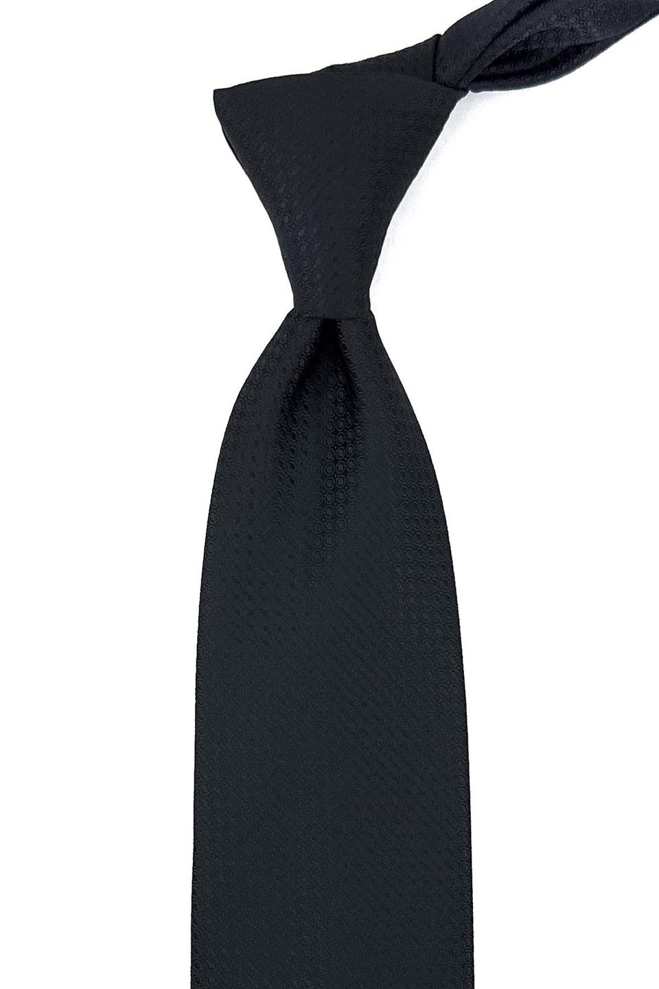 Siyah Kendinden Desen Mendilli Klasik Kravat KK11173