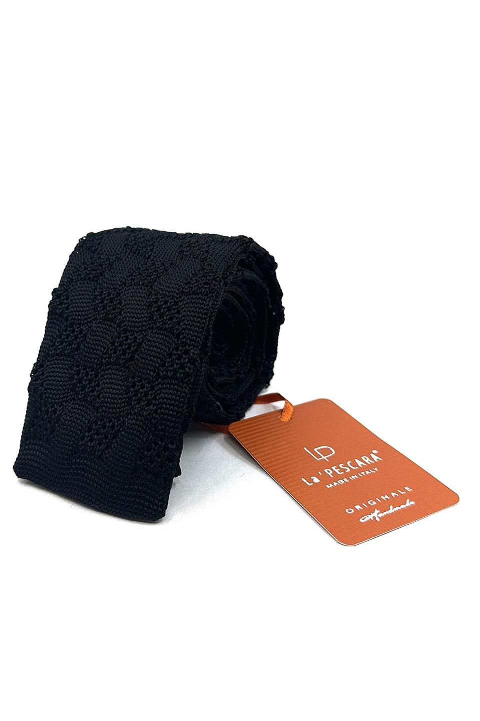 Siyah Kendinden Desen Örgü Kravat ÖR8343