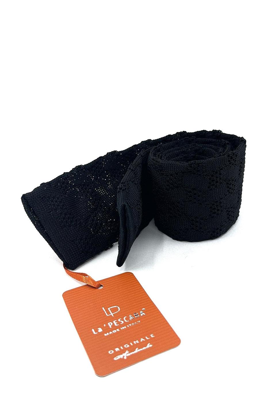 Siyah Kendinden Desen Örgü Kravat ÖR8343