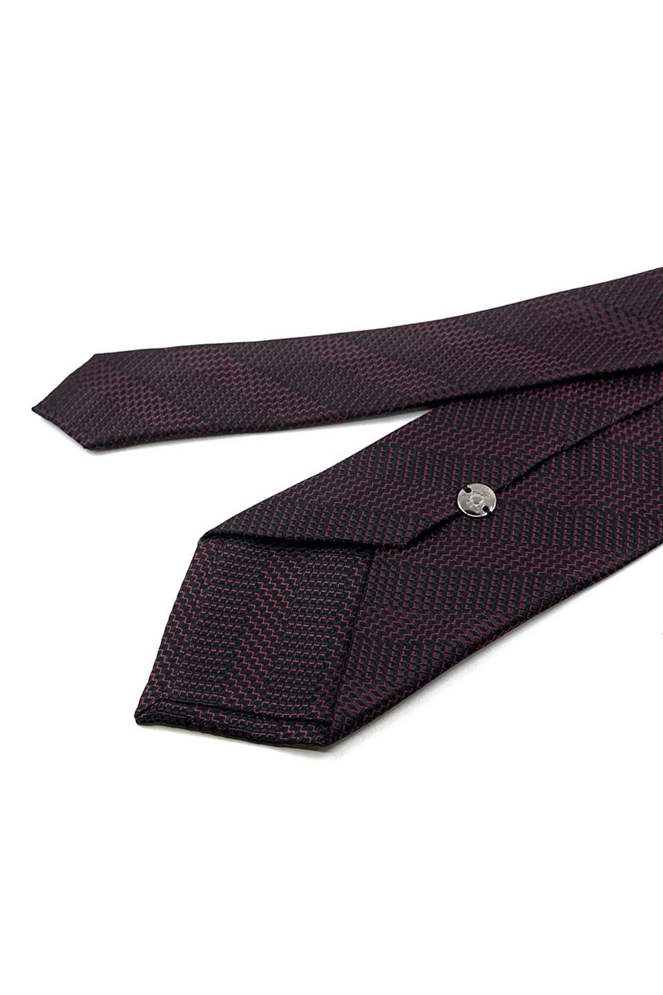 Siyah - Kırmızı Çizgi Desen Mendilli Klasik Kravat KK12062