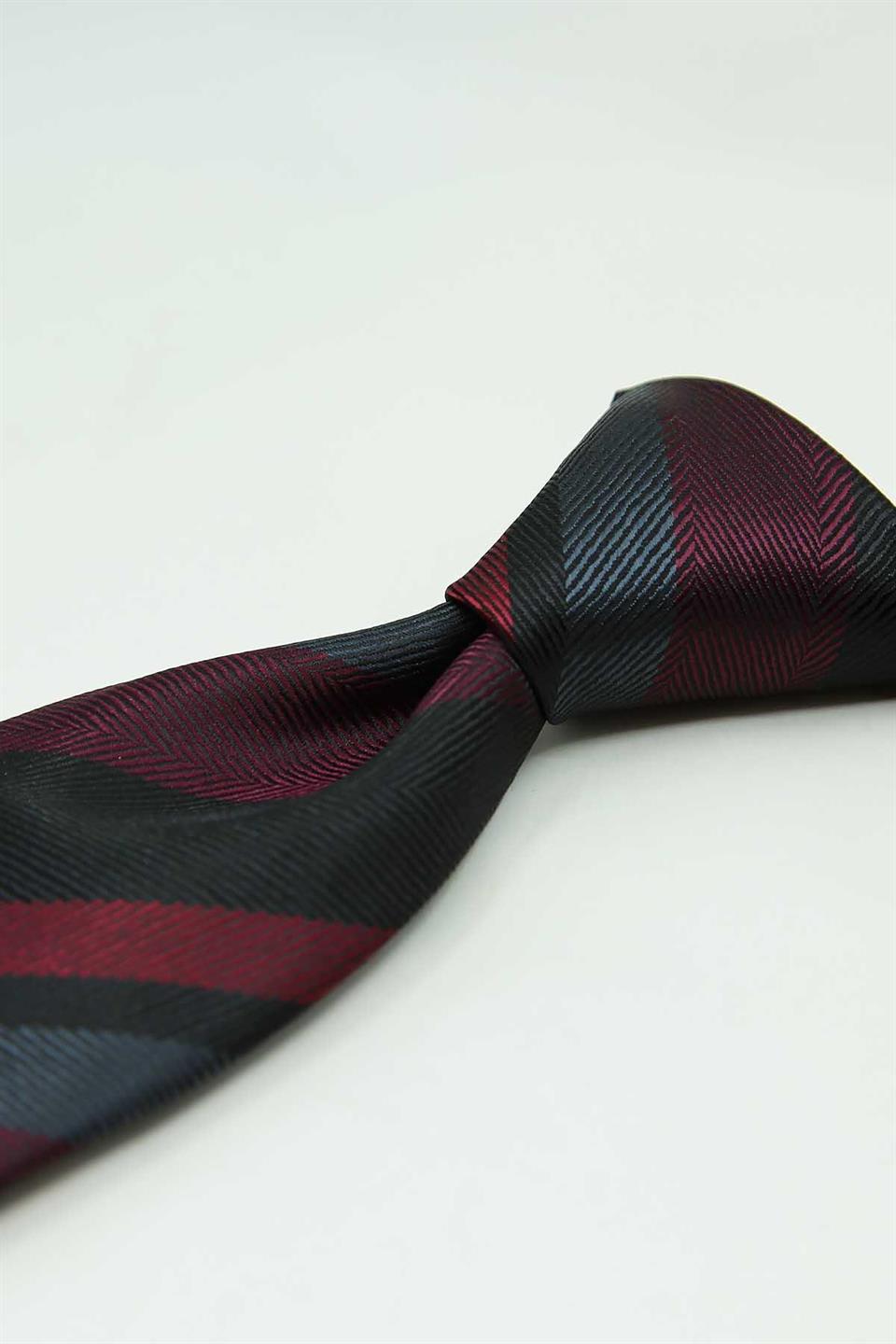 Siyah - Kırmızı Çizgi Kravat