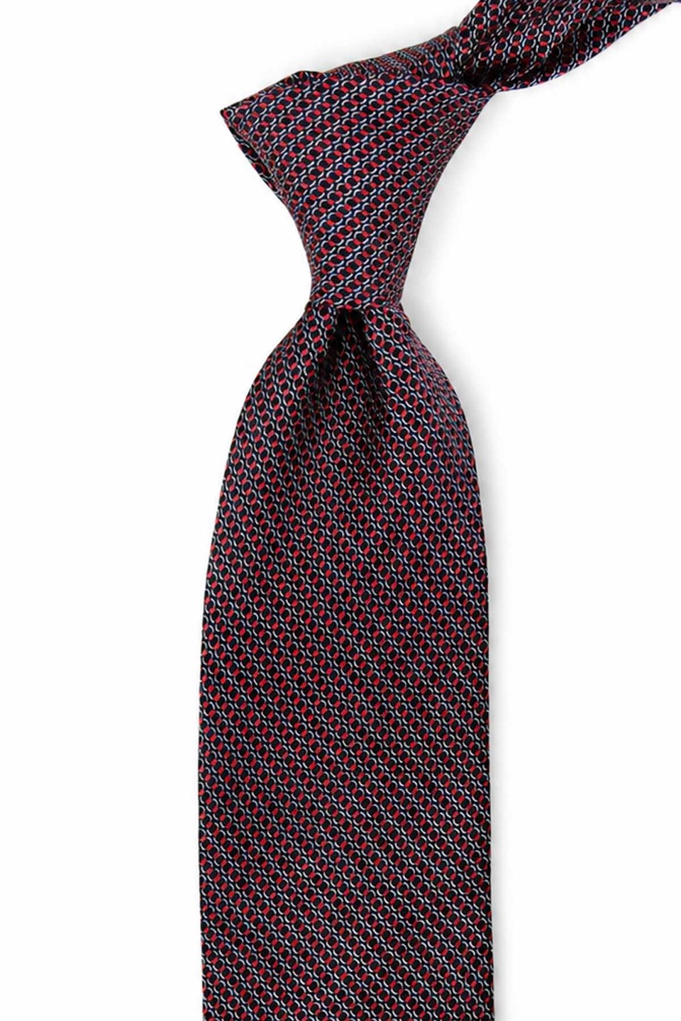 Siyah Kırmızı Motif Desen İtalyan İpek Kravat İK2541