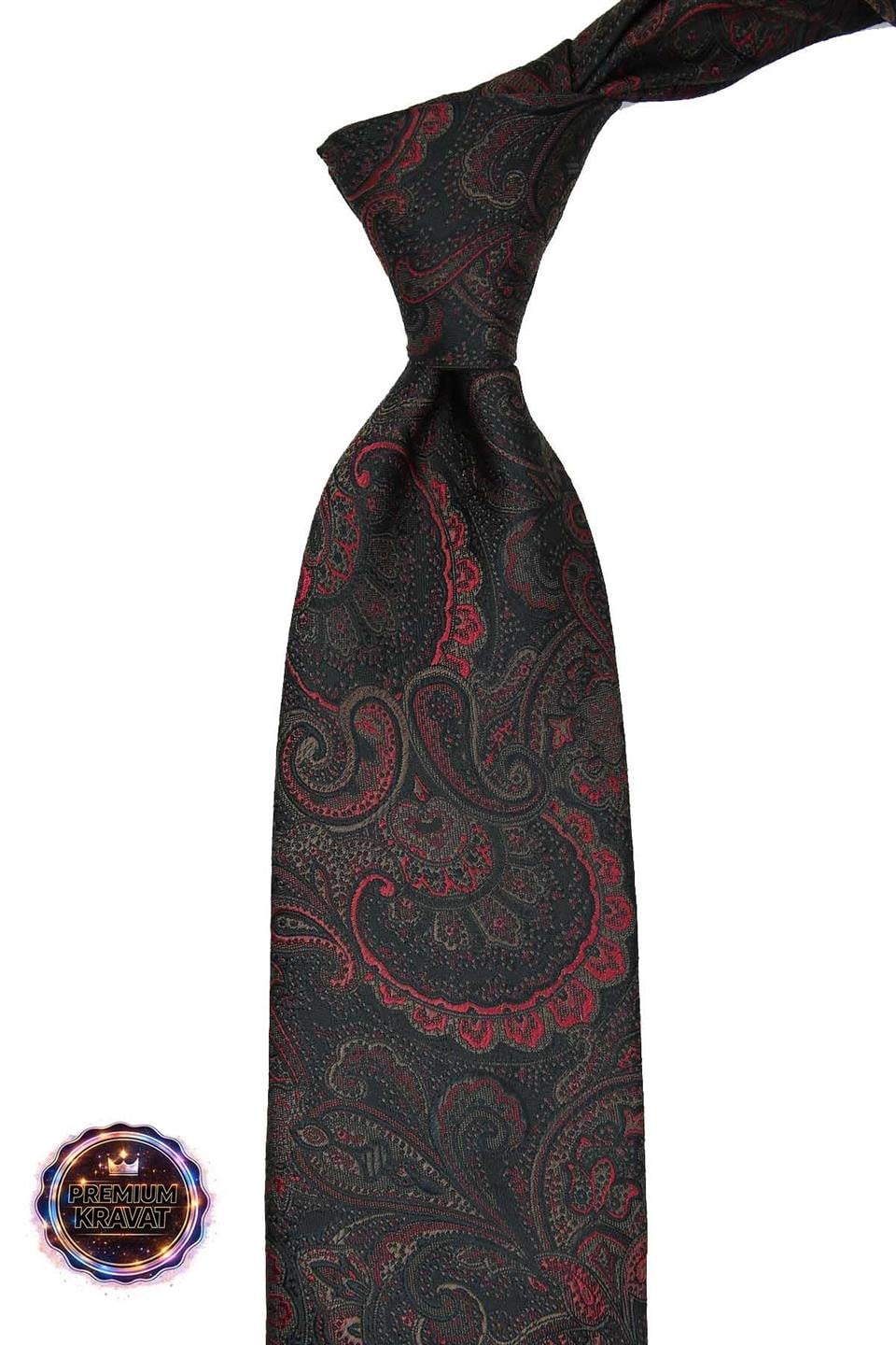 Siyah - Kırmızı Şal Kravat