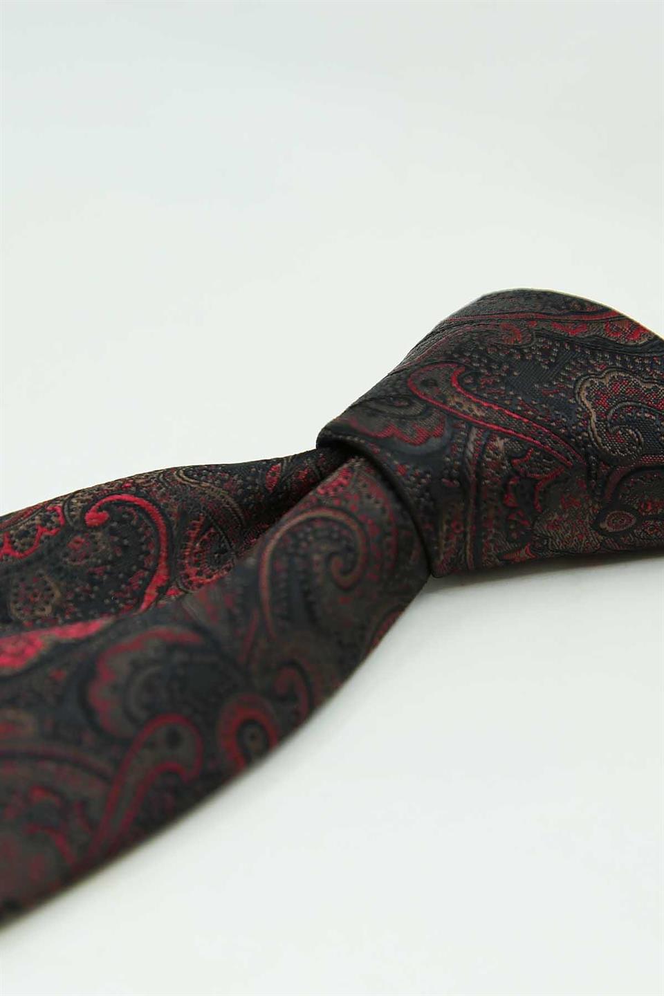 Siyah - Kırmızı Şal Kravat