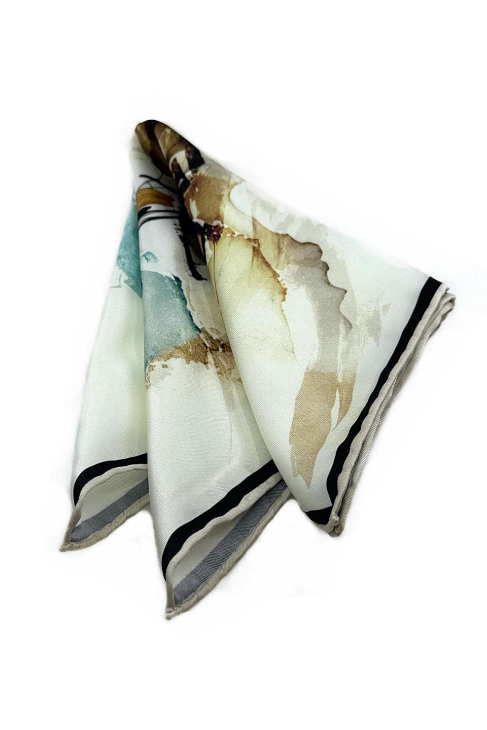 Siyah - Krem Motif Desen Erkek Cep Mendili SPS622-102