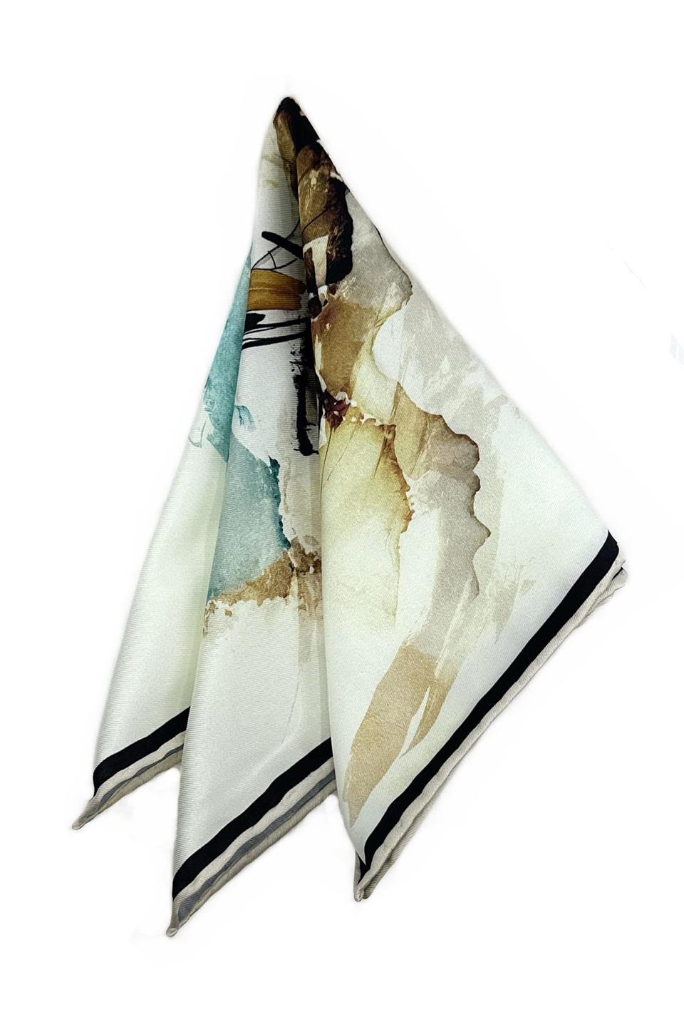 Siyah - Krem Motif Desen Erkek Cep Mendili SPS622-102