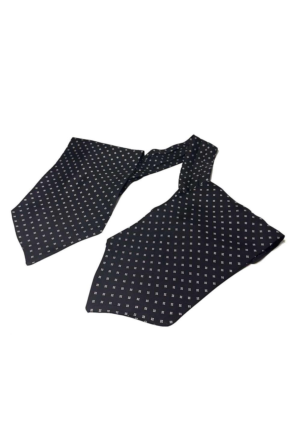 Siyah Küçük Desen İtalyan İpek Erkek Ascot K618