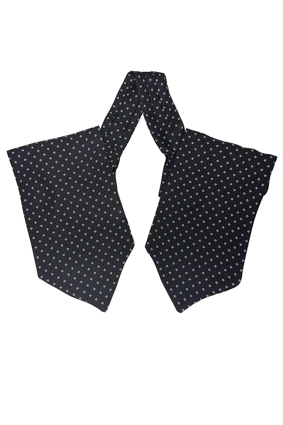 Siyah Küçük Desen İtalyan İpek Erkek Ascot K618