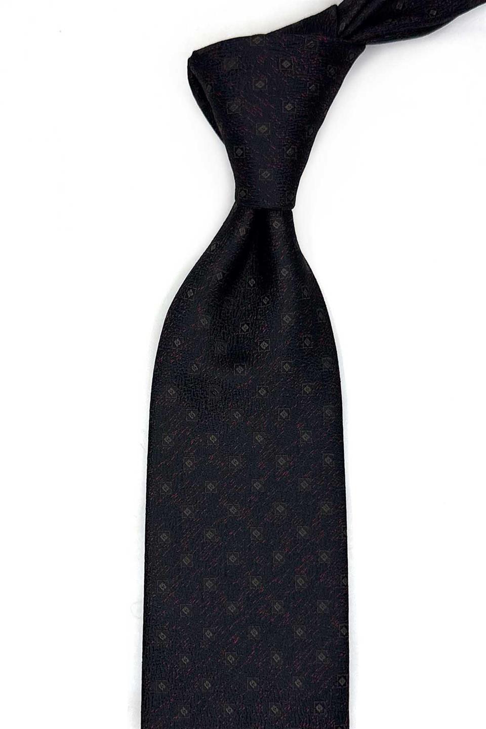Siyah Küçük Desen Mendilli Klasik Kravat KK13517
