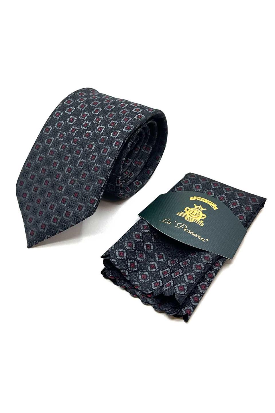 Siyah Küçük Desen Mendilli Klasik Kravat KK13029