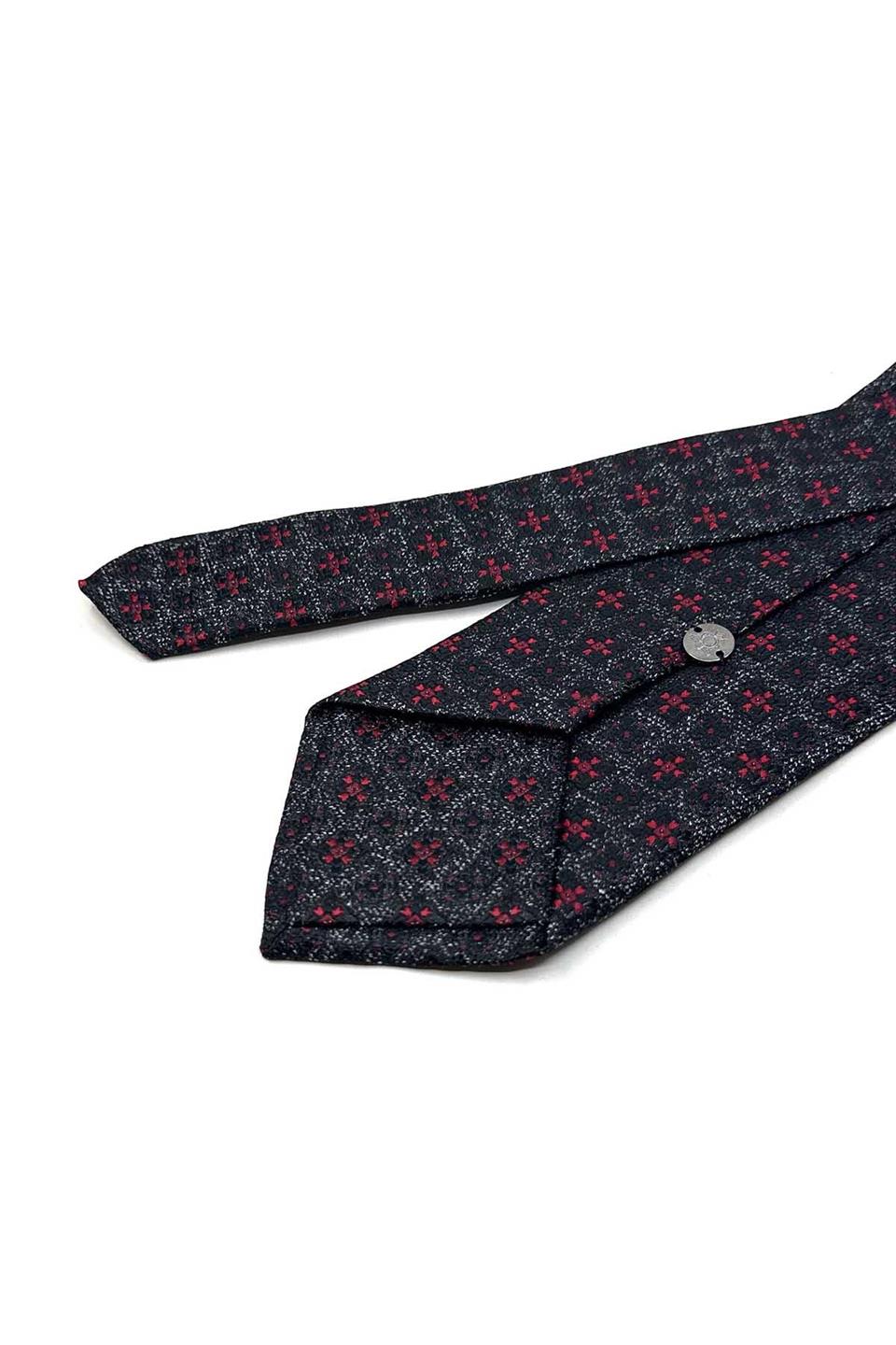 Siyah Kum Desen Mendilli Klasik Kravat KK13558