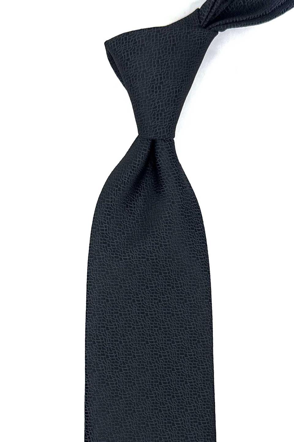 Siyah Kum Desen Mendilli Klasik Kravat KK12443