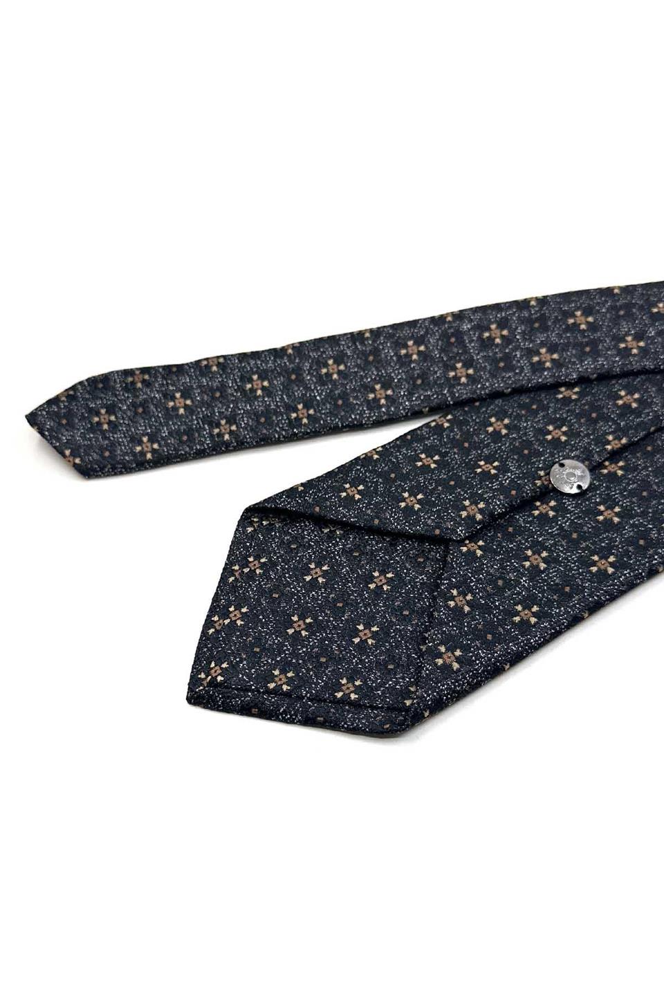 Siyah Kum Desen Mendilli Klasik Kravat KK13553