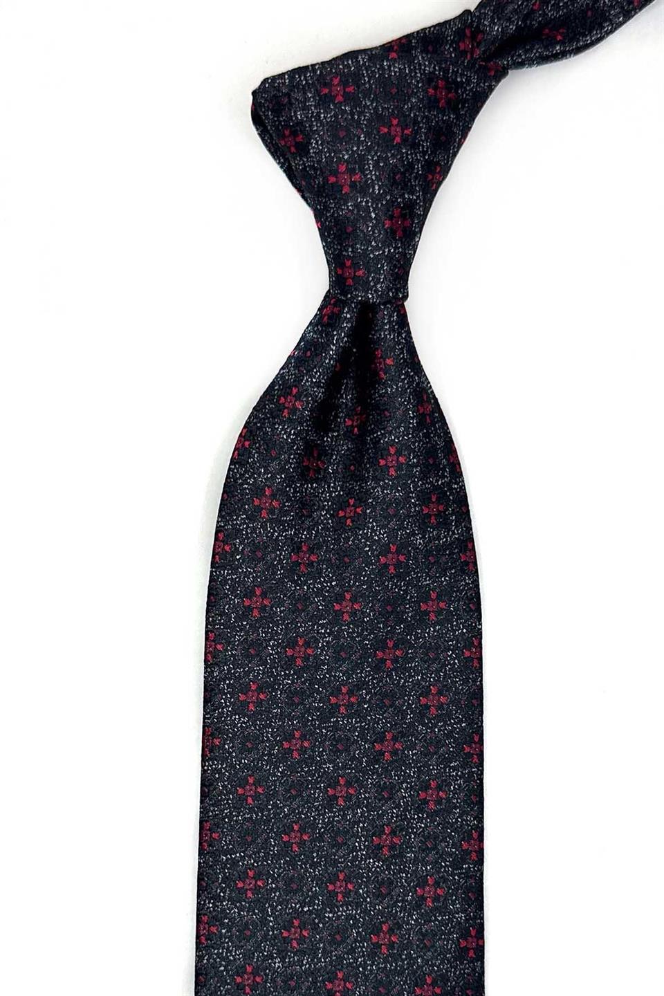 Siyah Kum Desen Mendilli Klasik Kravat KK13558