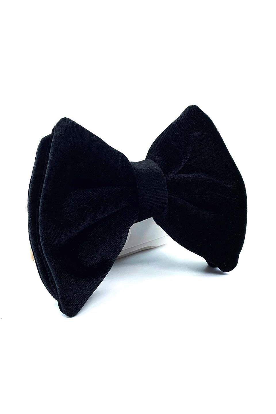 Siyah Lüks Büyük Kadife Papyon P1703