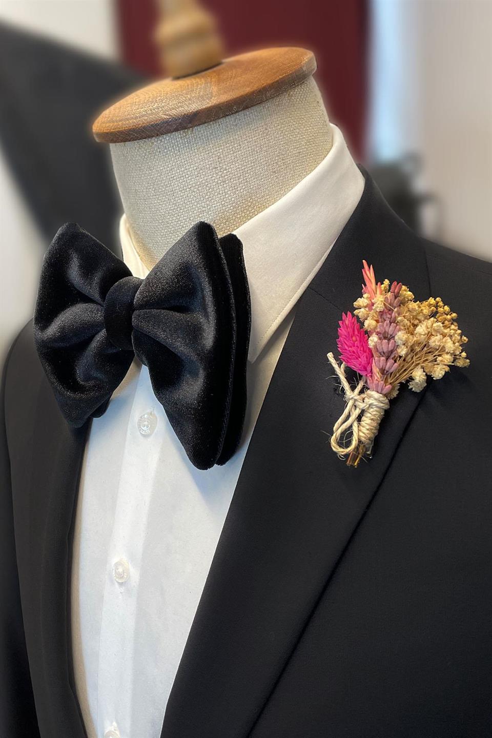 Siyah Lüks Büyük Kadife Papyon P1703