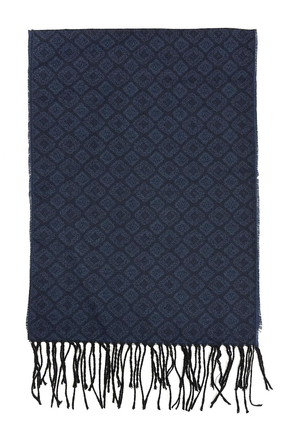Siyah - Mavi Motif Desen Erkek Kaşkol K496