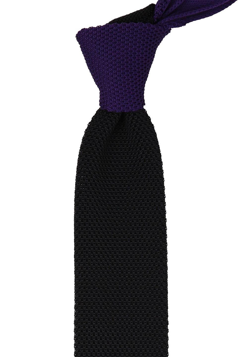 Siyah - Mor Düz Örgü Kravat ÖR8277