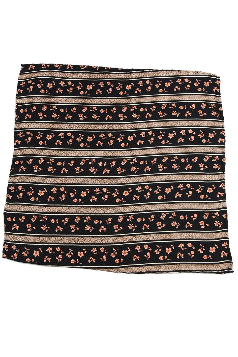 Siyah Motif Baskılı İpek Mendil SPS141