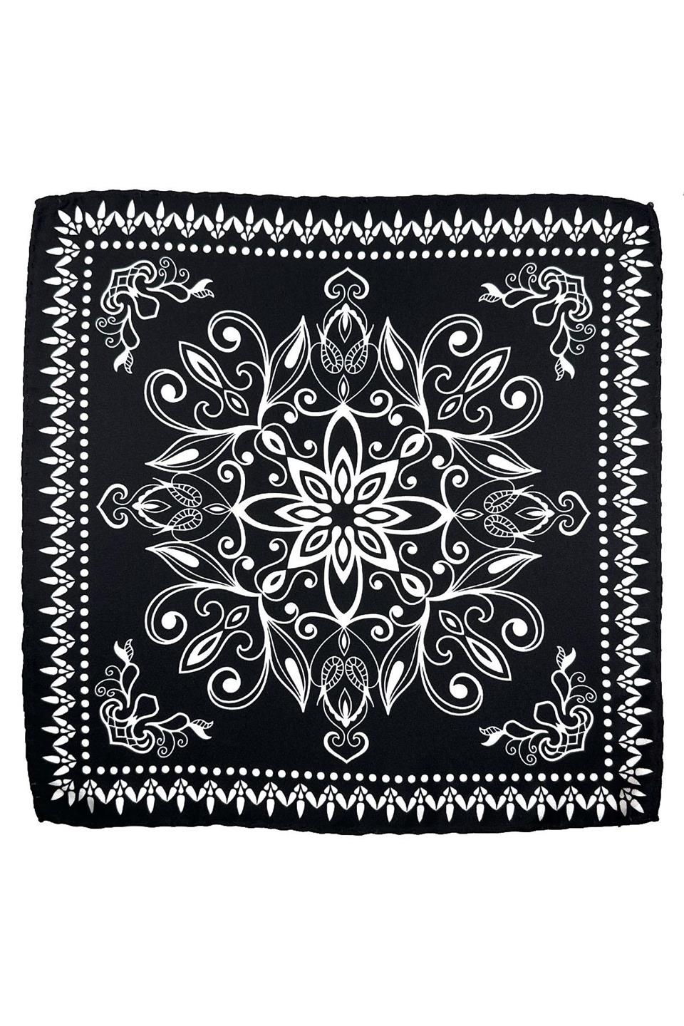 Siyah Motif Desen Erkek Cep Mendili SPS628-108