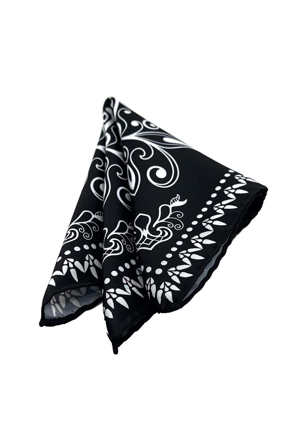 Siyah Motif Desen Erkek Cep Mendili SPS628-108
