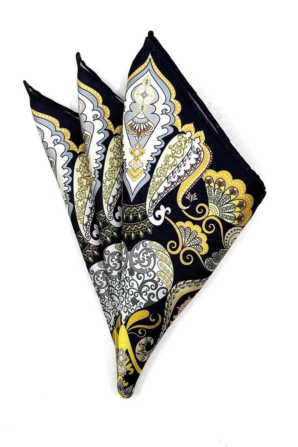 Siyah Motif Desen Erkek Cep Mendili SPS543-12