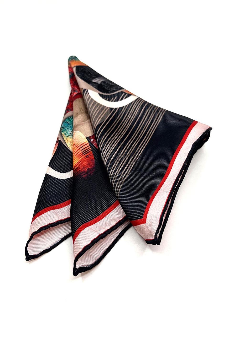 Siyah Motif Desen Erkek Cep Mendili SPS596-62