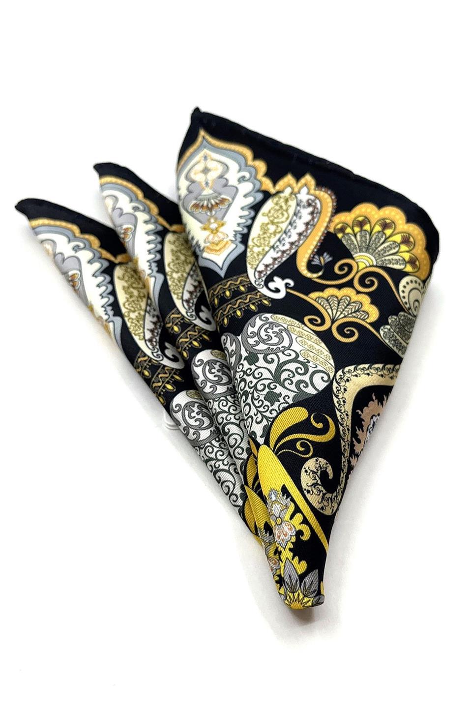 Siyah Motif Desen Erkek Cep Mendili SPS543-12