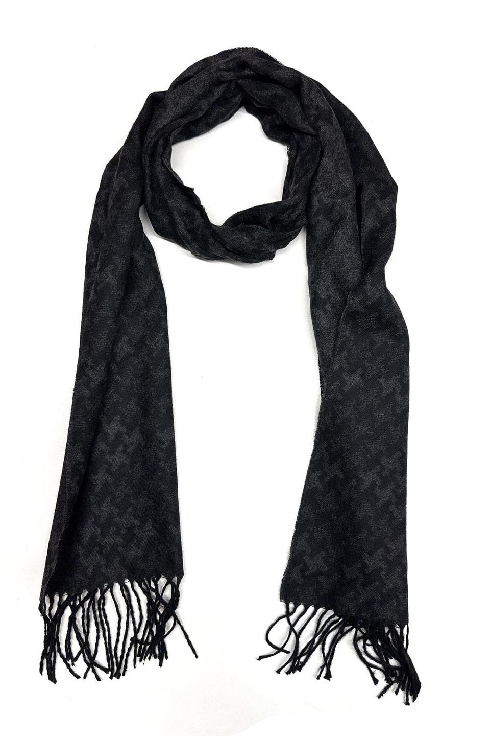 Siyah Motif Desen Erkek Kaşkol K539