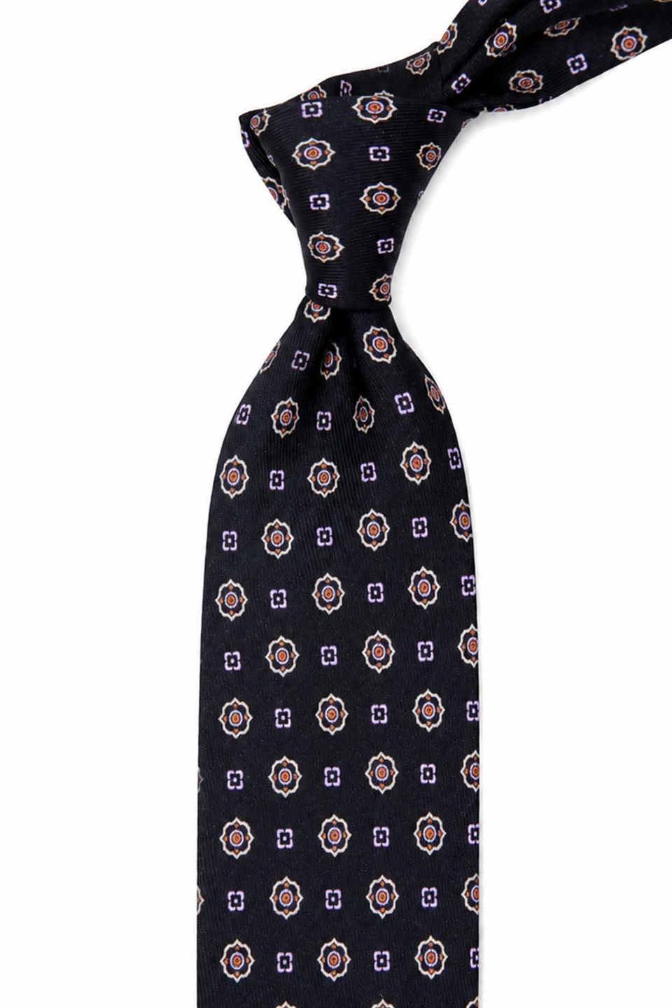 Siyah Motif Desen İtalyan İpek Kravat İK2488