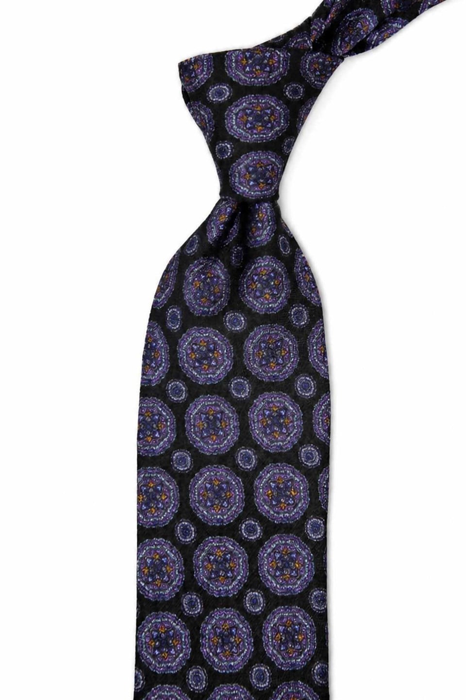 Siyah Motif Desen İtalyan İpek Kravat İK2501