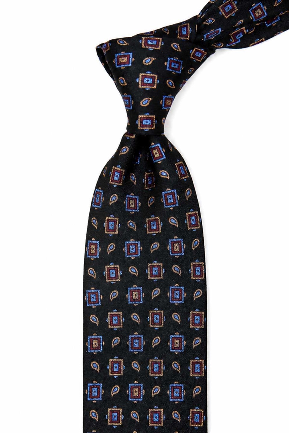 Siyah Motif Desen İtalyan İpek Kravat İK2496